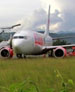 خروج هواپیمای مسافربری از باند فرودگاهی در اندونزی در پی برخورد با یک گاو + فیلم