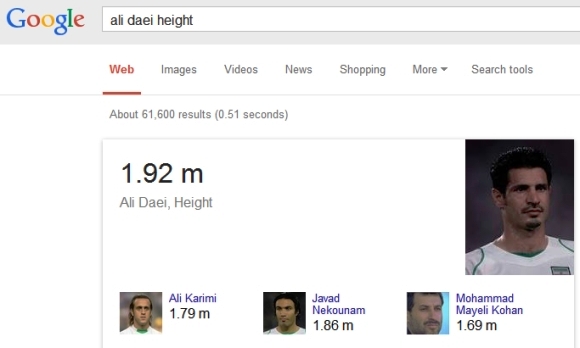 با گوگل قد و وزن افراد مشهور دنیا را پیدا کنید !