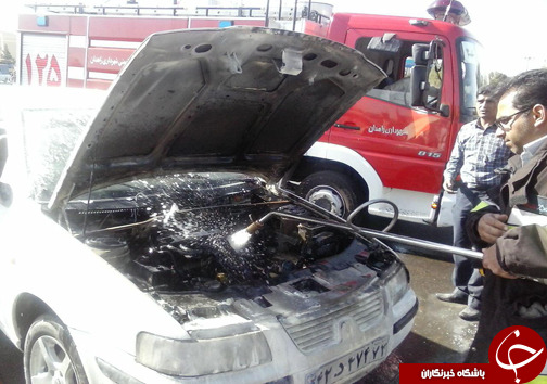 آتش گرفتن ناگهانی خودرو سمند + تصاویر
