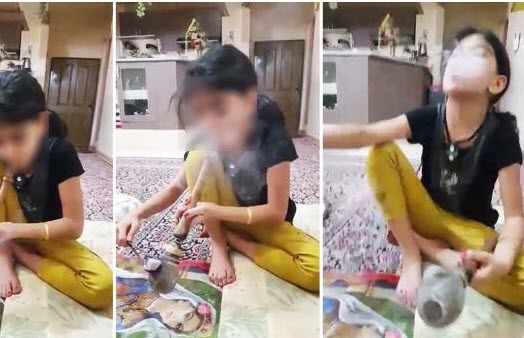 پخش فیلم مصرف تریاک توسط یک دختر بچه در شبکه های اجتماعی