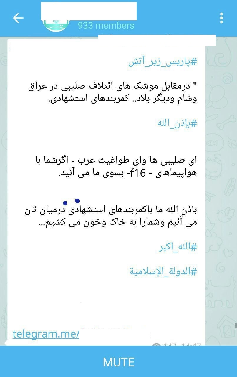 کانال فارسی گروه تروریستی داعش در تلگرام + عکس