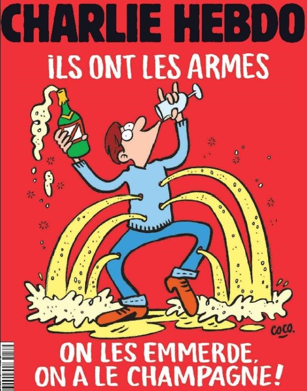 نخستین کاریکاتور شارلی ابدو پس از حملات خونبار پاریس/ باز هم عیش و نوش+ تصویر