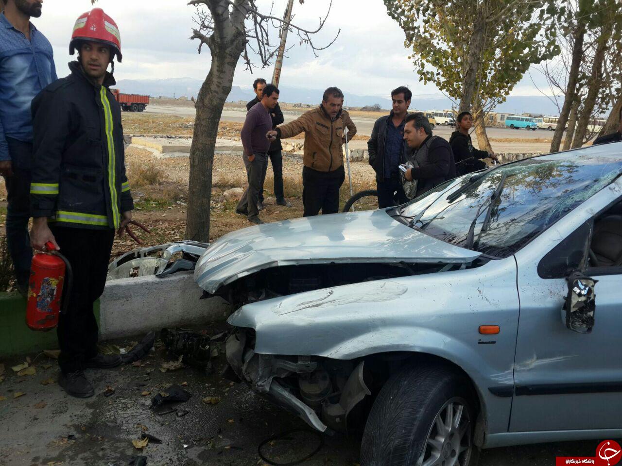 یک خودرو در مرودشت، فارس منحرف شد + تصاویر