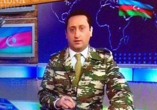 مجری تلویزیون آذربایجان با لباس نظامی ظاهر شد +عکس