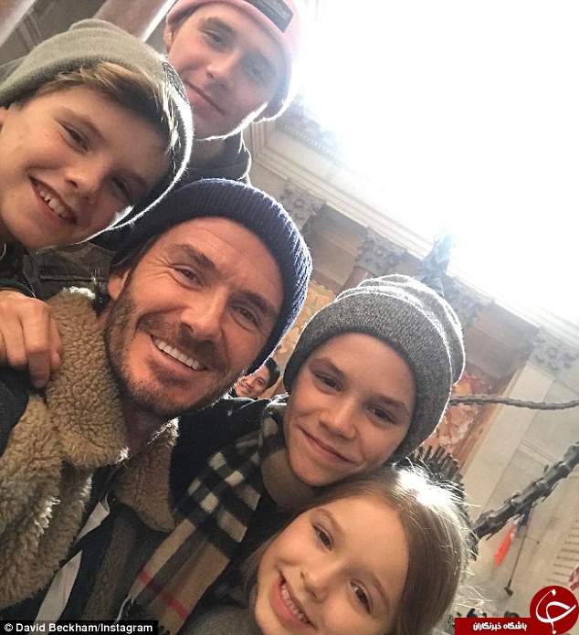 تفریح زمستانی دیوید بکهام و فرزندانش +تصاویر