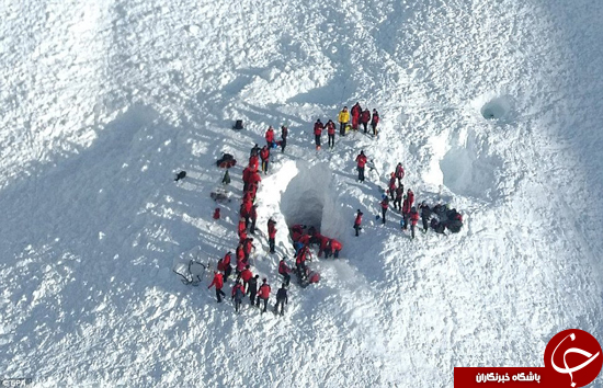 دیوار یخ اسکی‌بازان را در خود بلعید +تصاویر
