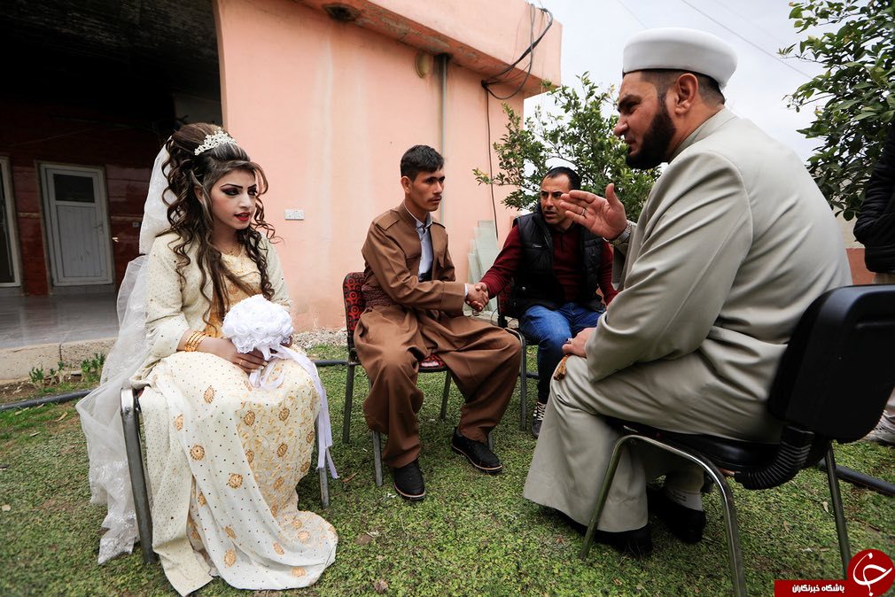 ازدواج عروس و داماد فراری در اردوگاه موصل+تصاویر