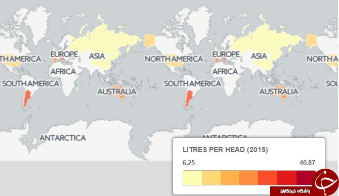 آمریکا، شراب‌خوارترین کشور جهان/لیست کشورهایی که بیشترین میزان مصرف را دارند+ نمودار