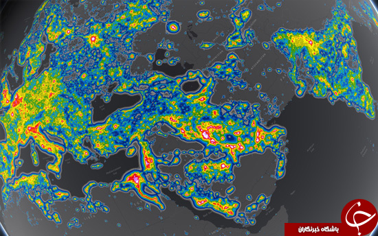  آلودگی نوری، منظومه شمسی را از دید یک سوم جمعیت جهان مخفی کرده است +نقشه