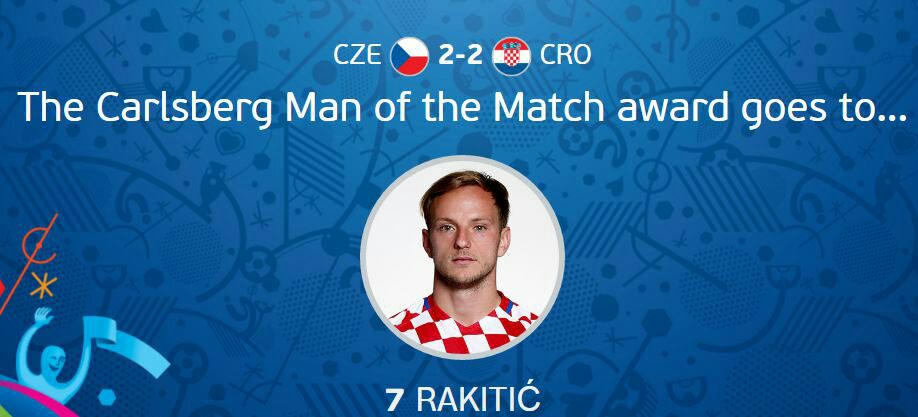 راکیتیچ به عنوان برترین بازیکن دیدار کرواسی - چک انتخاب شد