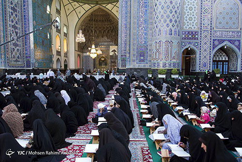 جمع خوانی رمضانی قرآن کریم در مسجد گوهرشاد حرم رضوی+تصاویر