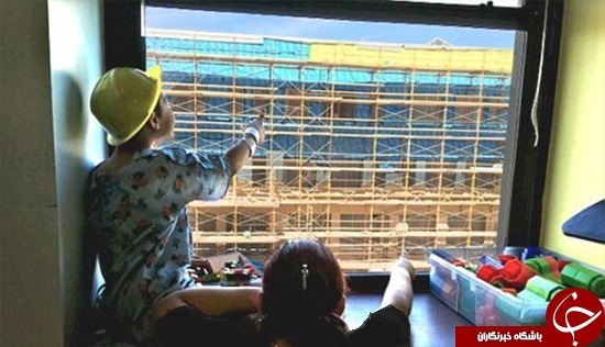 ابتکار جالب کارگر ساختمانی برای شاد کردن کودکان بیمار +تصاویر