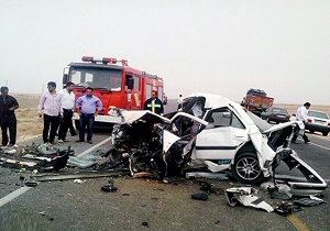 تصادف مرگبار پژو پارس با پراید در جاده ایرانشهر - خاش