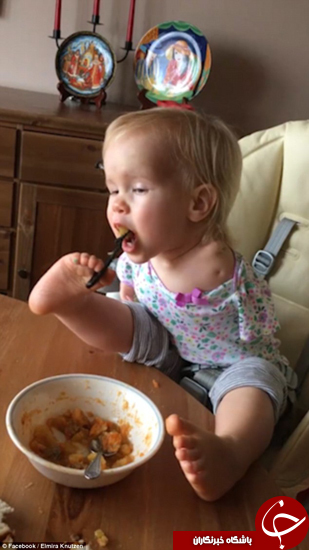 توانایی این بچه معلول در غذا خوردن مورد تشویق قرار گرفت +تصاویر