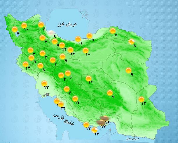 آخرین وضعیت آب و هوا در هفدهمین روز بهار +جدول