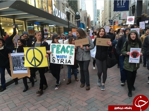تظاهرات مردم آمریکا در اعتراض به حمله موشکی ترامپ به سوریه + تصاویر /////////////