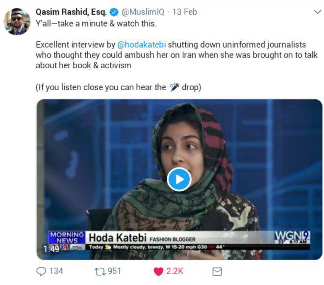 اظهارات شجاعانه دختر ایرانی در تلویزیون آمریکا درباره حجاب و اقدامات واشنگتن در خاورمیانه