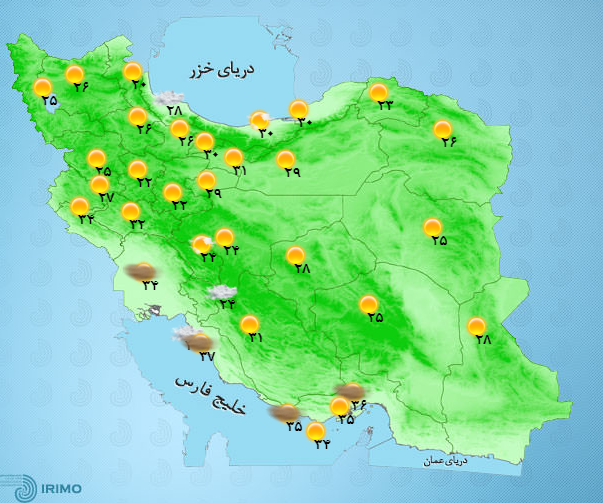 آب و هوای 31 مرداد ماه/ بارش پراکنده در ارتفاعات البرز طی دو روز آینده