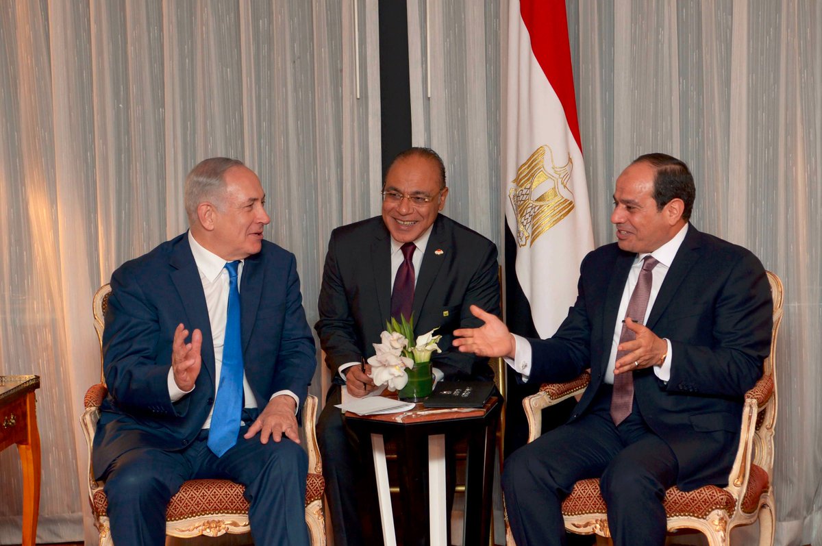 رئیس‌جمهور مصر برای اولین بار با نتانیاهو دیدار کرد+ تصاویر