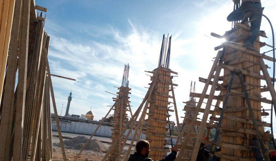 ساخت مهمانسرای حرم حضرت زینب(س) به مرحله اجرای سقف رسید+ عکس
