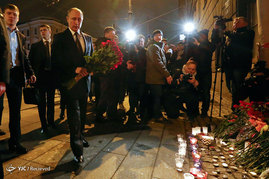مراسم یادبود قربانیان انفجار مرگبار سن پترزبورگ