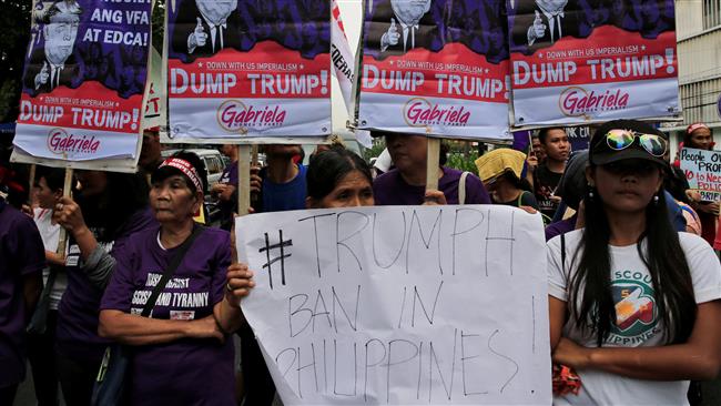 Filipinos protest US 'state terrorism' ahead of Trump visit