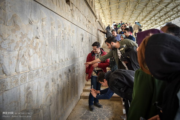 Visitors in Iran’s Persepolis during Nowruz holidays