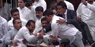 Sri Lankan lawmakers fight in parliament over PM dispute