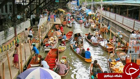 بازاری در تایلندکه روی آب است + تصاویر//////ساعت