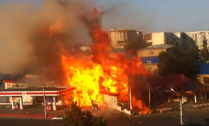 انفجار مهیب تانکر سوخت در ایستگاه گاز + فیلم