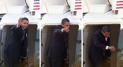 سر اوباما و در هلی کوپتر / عکس