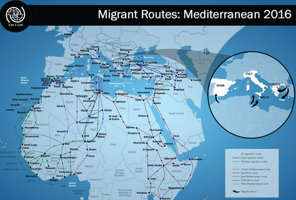 اکسپرس: گیتاشناسی راه های مهاجرت زمینی و هوایی و دریایی 1 میلیون آواره به اروپا+نقشه