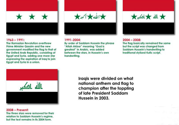 پرچم و سرود ملی عراق تغییر می‌کند