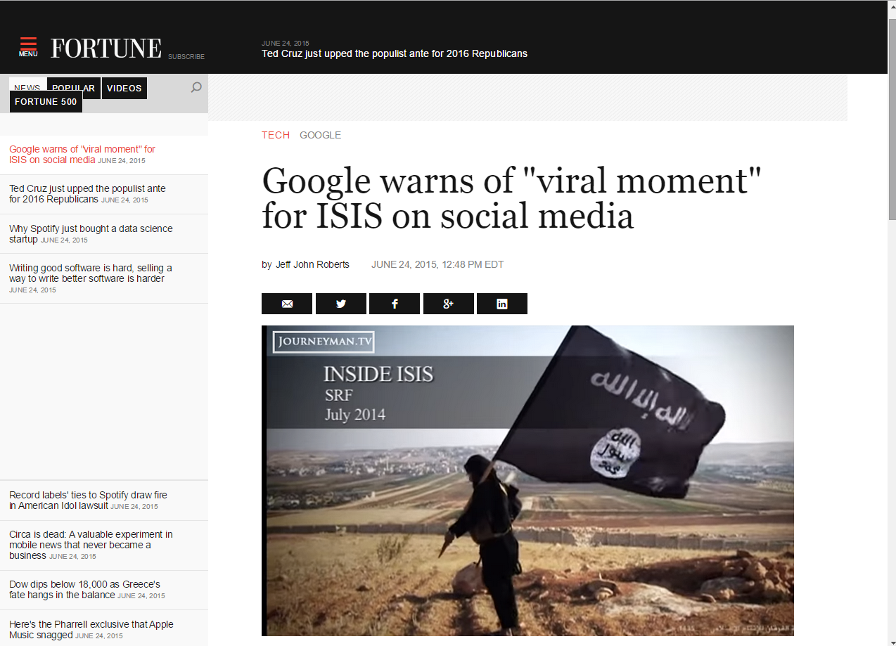 درخواست گوگل درباره تصاویر داعش
