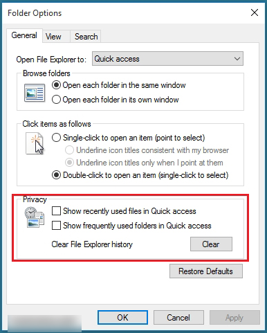 غیر فعال کردن نمایش فایل های باز شده در Quick Access + آموزش تصویری