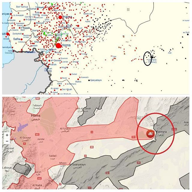 تانک‌های ارتش سوریه در اطراف تدمر + نقشه