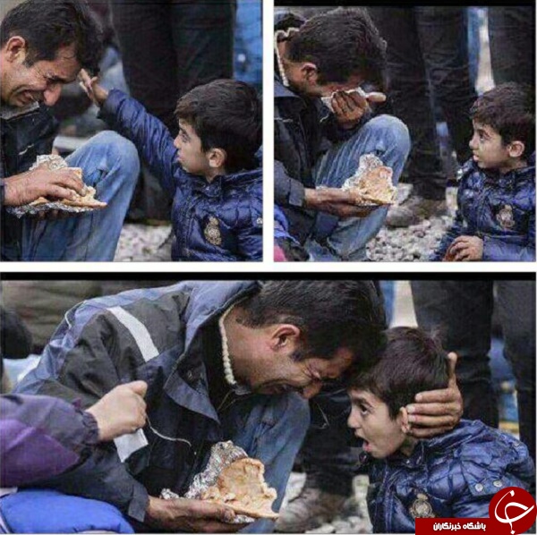 گریه پدر سوری مقابل چشمان پسرش +عکس