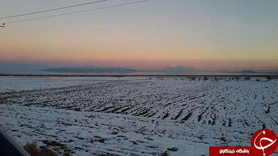 دریاچه ارومیه بعد از بارش برف + تصاویر