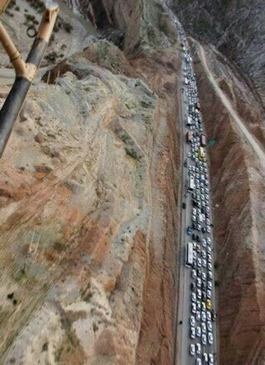 عکس هوایی از ترافیک سنگین در محور مهران