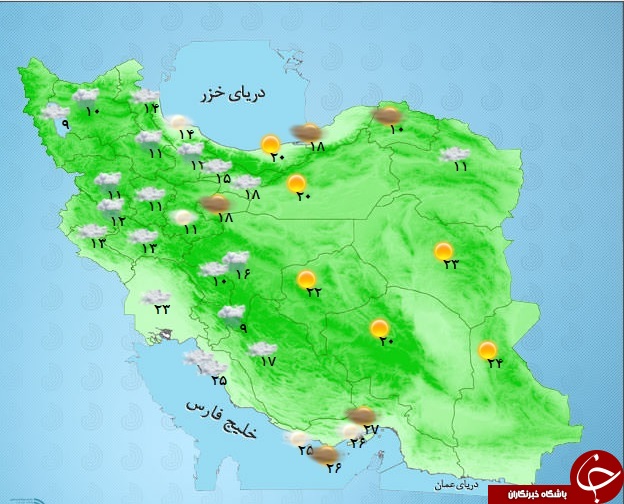 اطلاع از وضع هوای استان‌ها در یک نگاه، ۲۴ فروردین ۹۵ + تصویر
