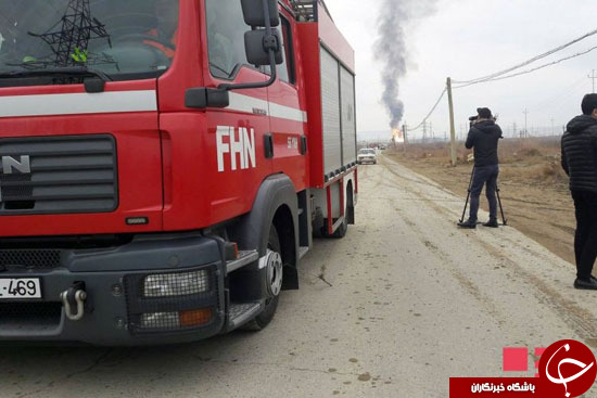 آتش سوزی گسترده در پی انفجار یک خط لوله در آذربایجان +تصاویر