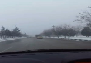 بارش برف در کرمانشاه + فیلم