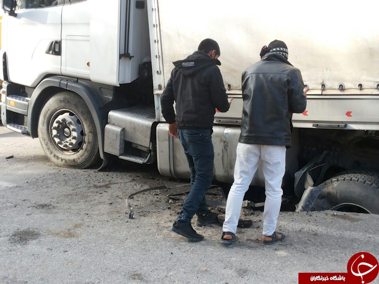 کامیونی که در خیابان بلعیده شد + فیلم و تصاویر