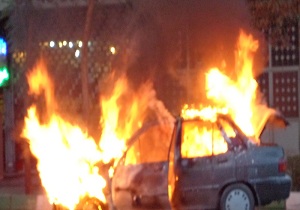 آتش سوزی خودروی پراید
