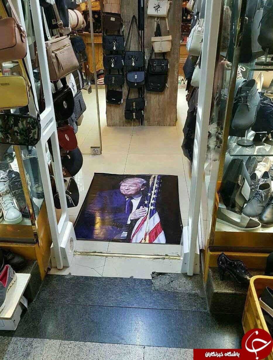 اقدام جالب یک فروشنده تهرانی در واکنش به ترامپ + عکس