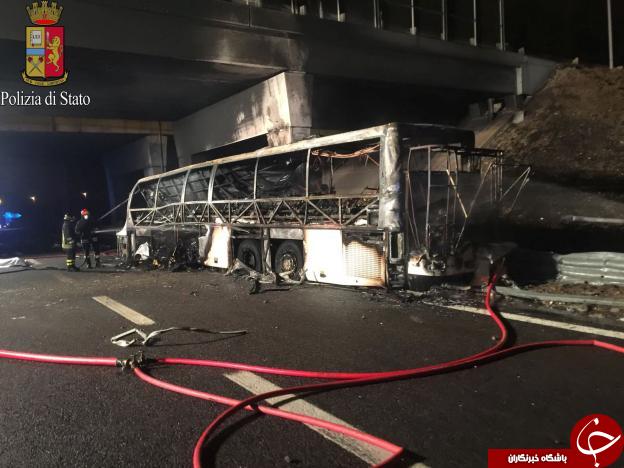 56 کشته و زخمی در سانحه اتوبوس حامل دانش آموزان مجارستانی در ایتالیا+تصاویر