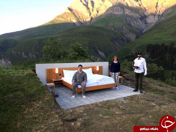 هتل بدون سقف و دیوار بر فراز کوه‌های آلپ+ تصاویر