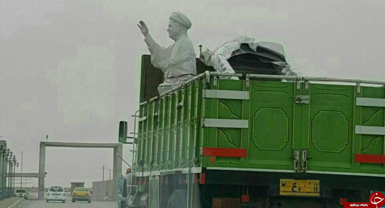 نصب مجسمه مرحوم هاشمی رفسنجانی در جزیره خارک +عکس
