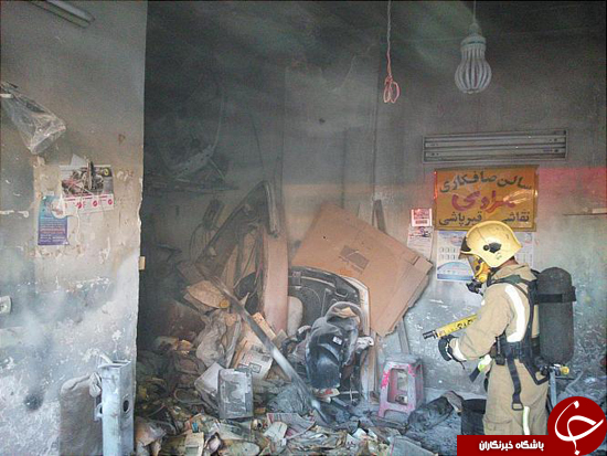 آتش سوزی در  مغازه صافکاری شهرک بهشتی+تصاویر