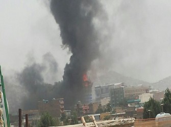 آتش سوزی در فروشگاه تجارتی اباسین زدران در کابل
